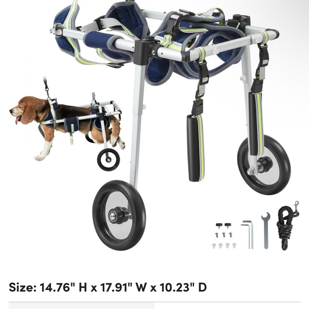 Pet Mobility Support Wheelchair - Blue and Black